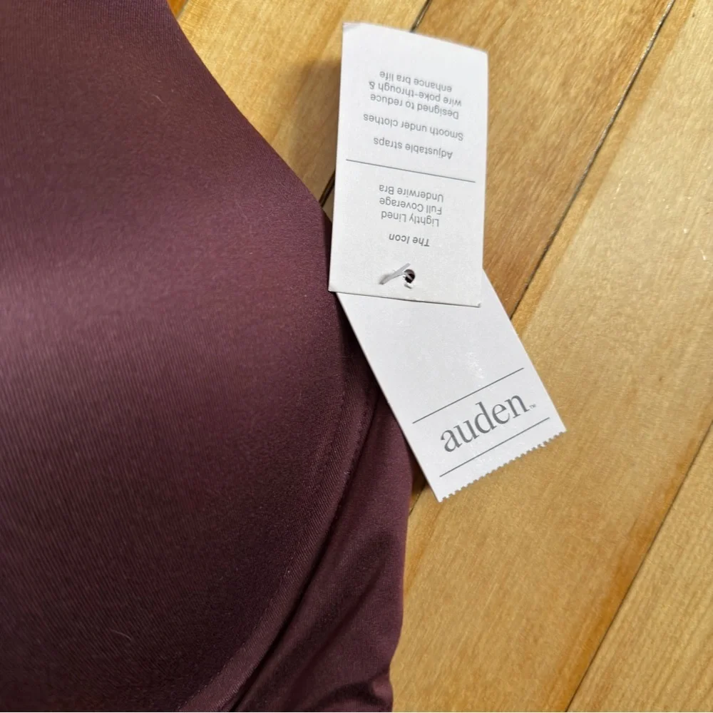 Women's Auden Superstar Lightly Lined T-Shirt Bra Underwire Size 38DDD Maroon